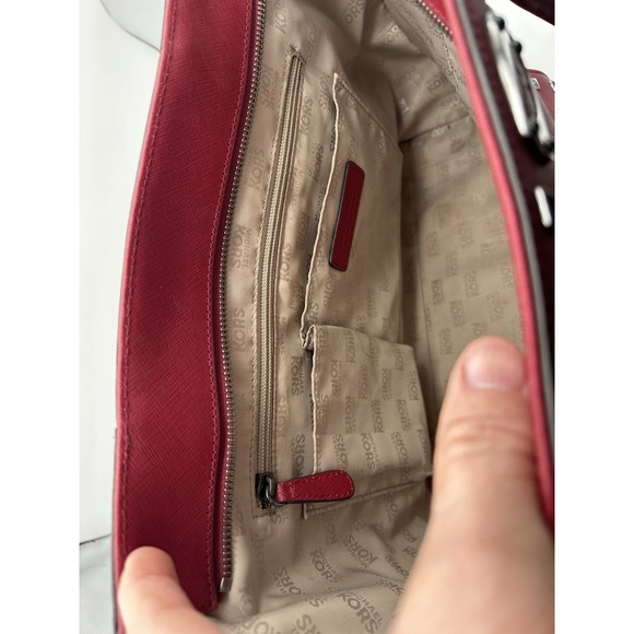 Michael Kors Dark Red Leather‎ Studded Bag Includes Strap EUC - Picture 6 of 13